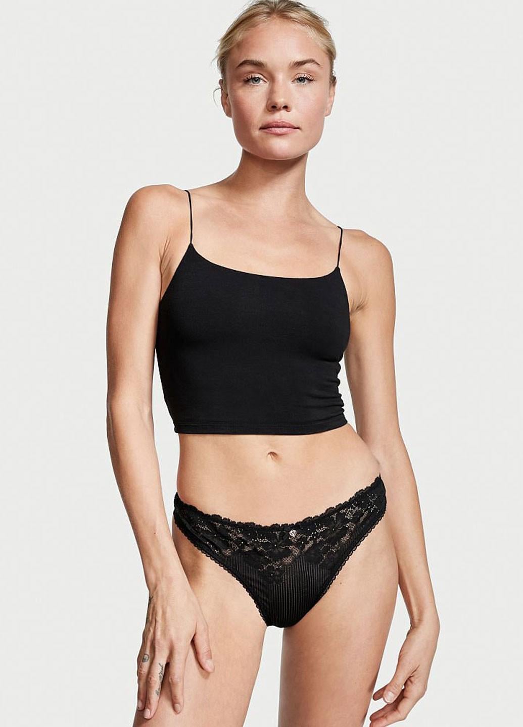 Женские трусы Victoria's Secret 7040000958109QB4L L Черный (46930338)