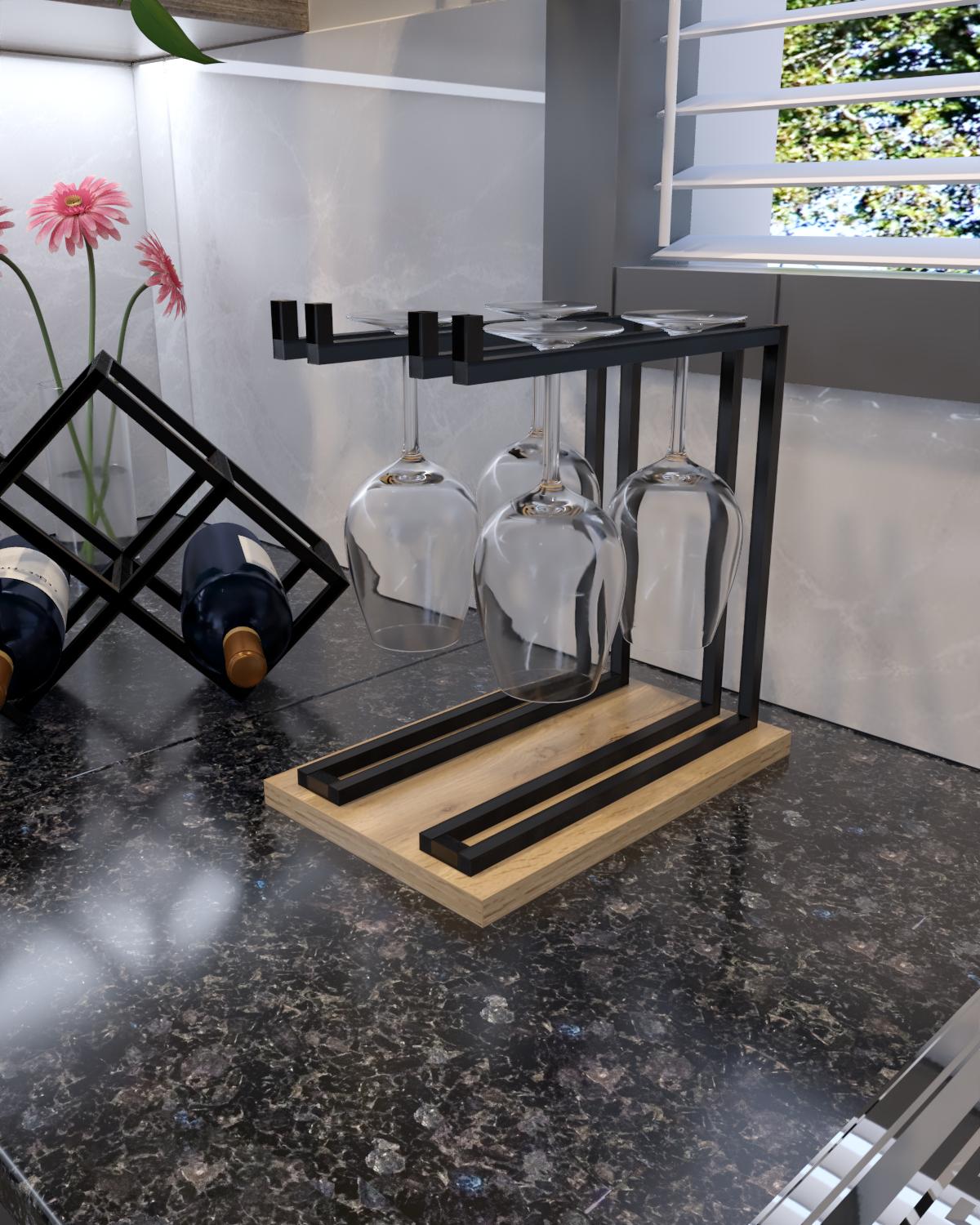 Подставка для бокалов EcoLoft Сомелье DSP-1369-1 в стиле лофт Дуб Аппалачи (32168512)