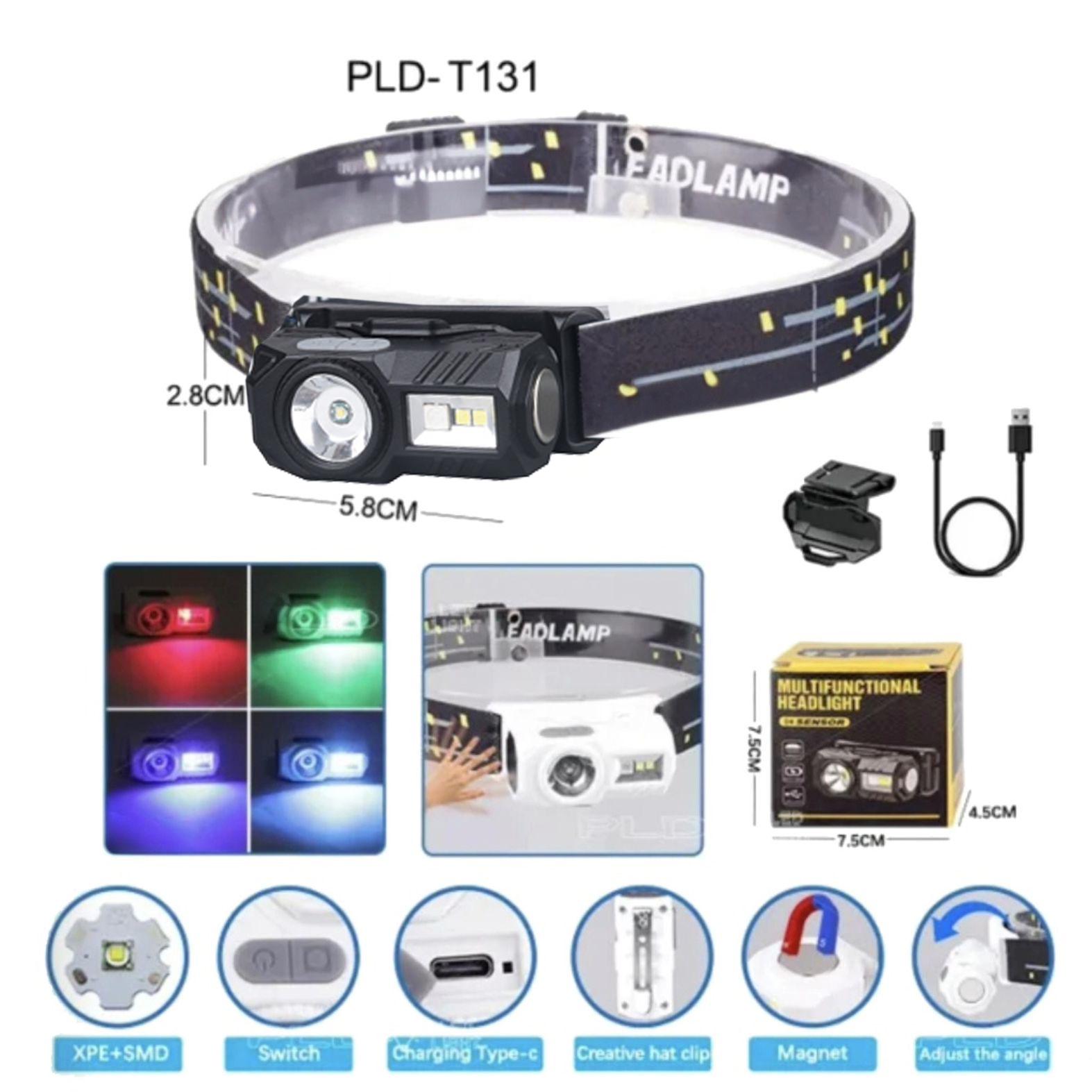 Фонарь налобный T131-XPE/3SMD/Red/Green/Blue/UV Motion sensor Type-C Black (10086) - фото 2 Фонарь налобный T131-XPE/3SMD/Red/Green/Blue/UV Motion sensor Type-C Black (10086) - фото 2