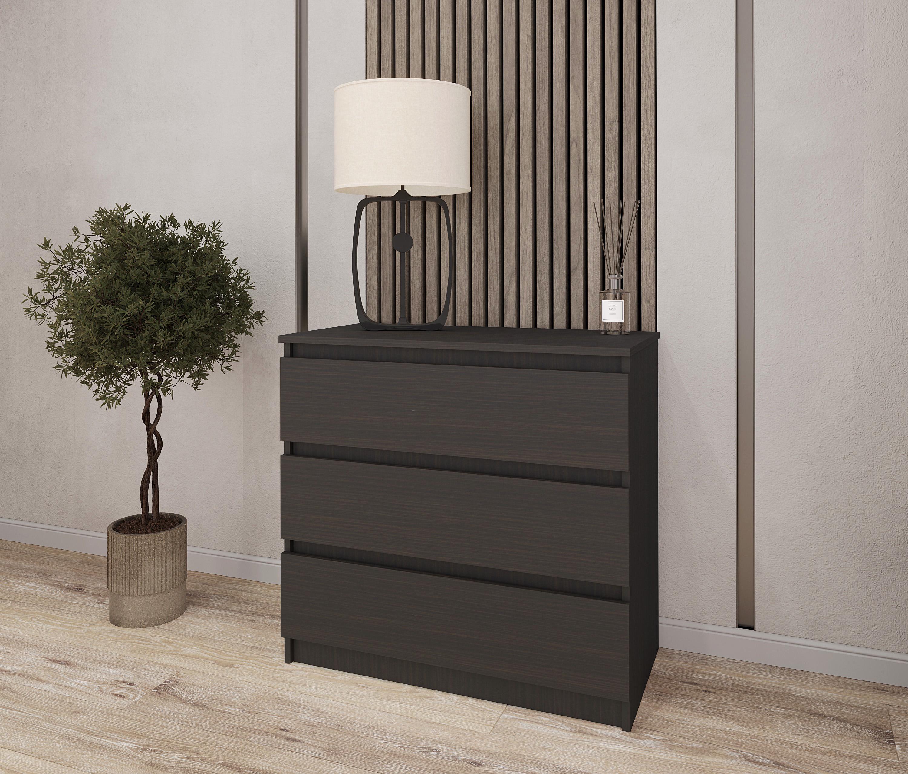 Комод на 3 выдвижных ящика ДСП 600х755х400 мм Венге/Темно-коричневый (NT-217)