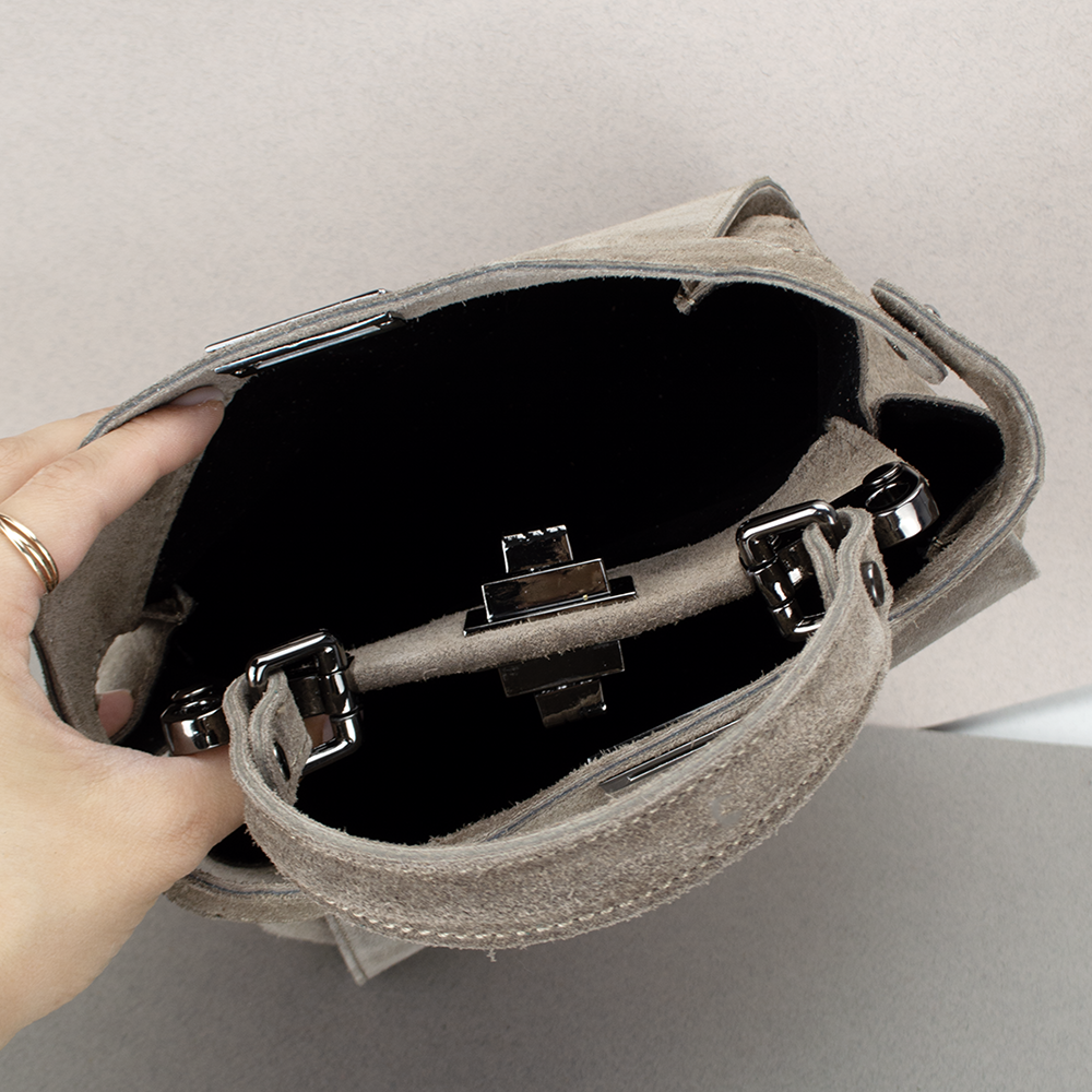 Сумка женская Virginia Conti 03736 замшевая на застежке Темный Тауп (2385384503) - фото 5