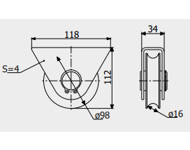 Кронштейн Roll Grand Зовнішній Альфа 100 оцинкований для відкатних і підвісних воріт вагою до 500 кг круг - фото 2