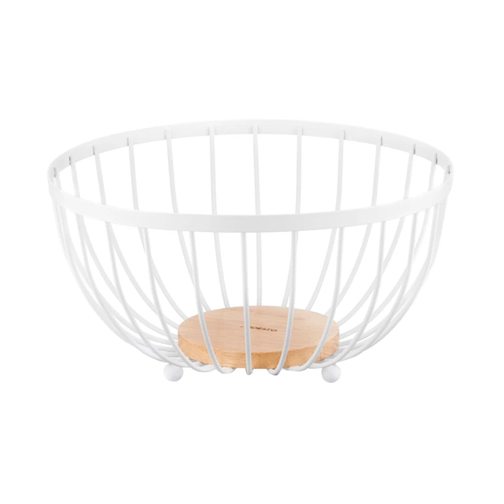 Фруктовница ARDESTO Midori AR0904W металлическая с деревом 25х25х13 см Белый (3147020975)