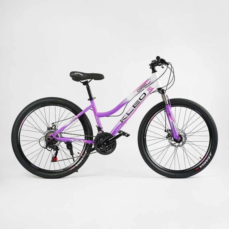 Велосипед спортивний Corso KLEO 26" 21 швидкість сталева рама 15" перемикачі Saiguan Pink/Violet (137744) - фото 1