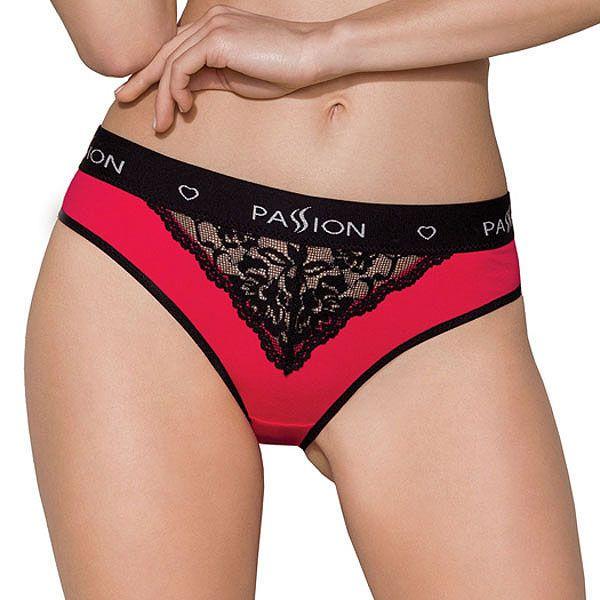 Женские трусики Passion PS001 Panties с широкой резинкой и кружевом M Красно-Черный