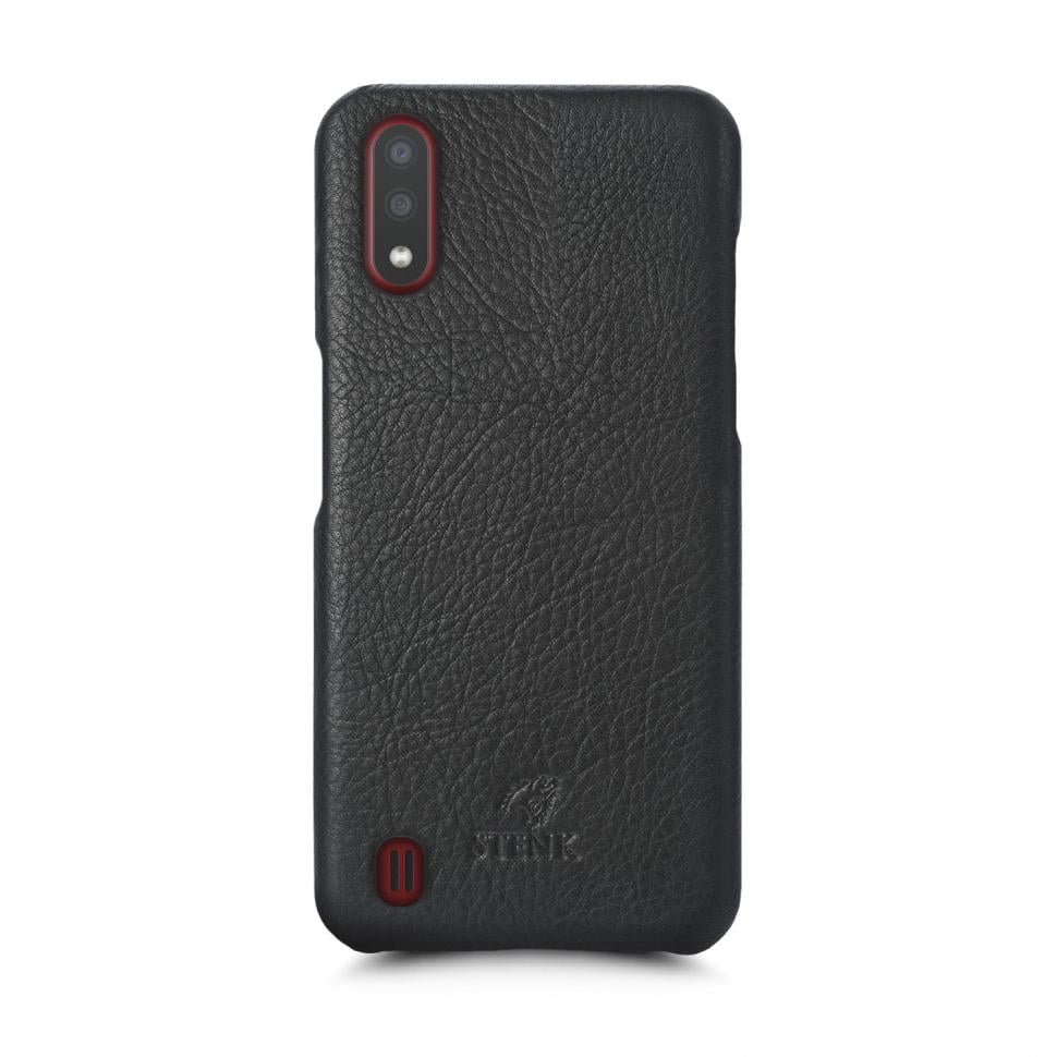 Кожаная накладка Stenk Cover для Samsung Galaxy A01 Черная (69405)