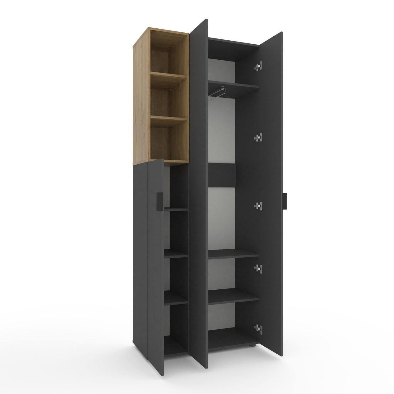 Шкаф Metkas Home A003L ЛДСП 900x420x2300 мм Антрацитовый/Дуб Артизан