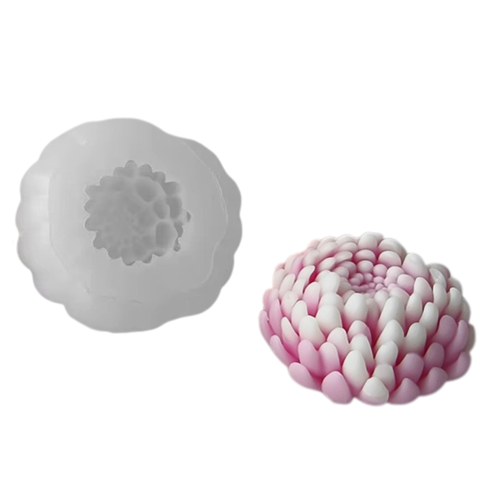 Форма силиконовая для изготовления свечи молд Хризантема для изделий из пчелиного соевого воска и парафина 55х55 мм