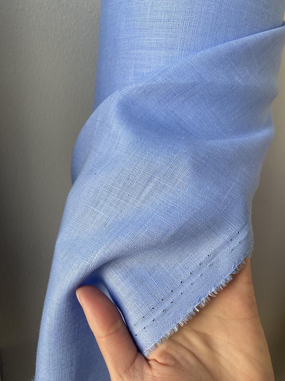 Тканина сорочково-платтєва LINEN PLUS 100% льон 143 см 435 Волошковий - фото 4