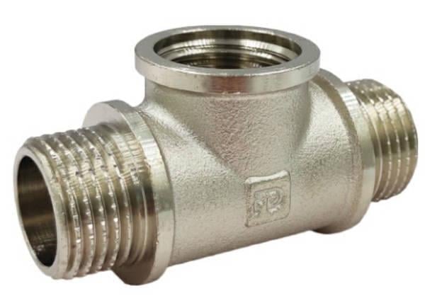 Тройник латунный FADO Fit Nickel 1/2" наружная-внутренняя-наружная резьба (T51)