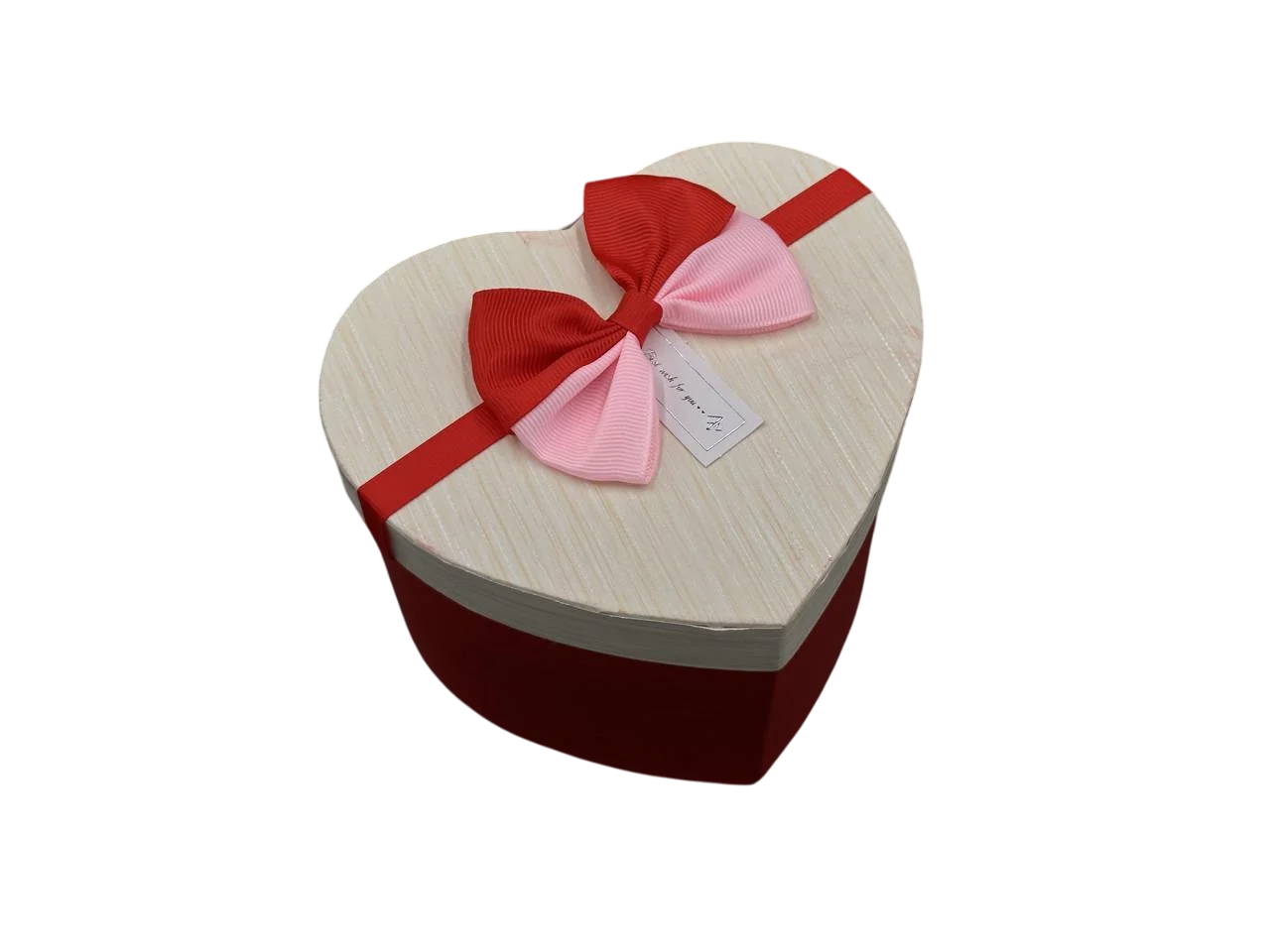 Коробка подарочная в форме сердца с бантиком и ручками 15х12х12 см Красный с белым (KR-008-10)
