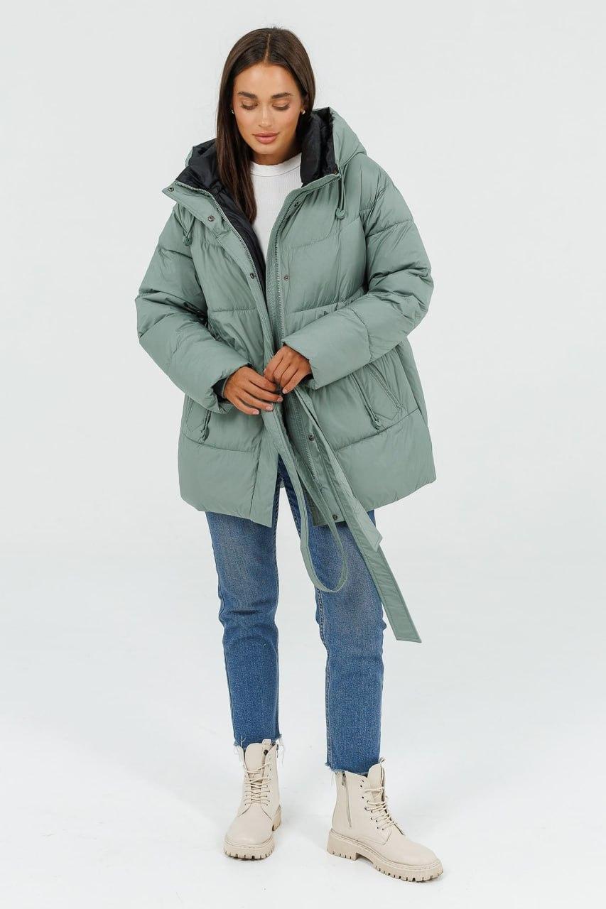 Куртка-пуховик 8254 з поясом р. 50 Оливковий - фото 1 Куртка-пуховик 8254 з поясом р. 50 Оливковий - фото 1