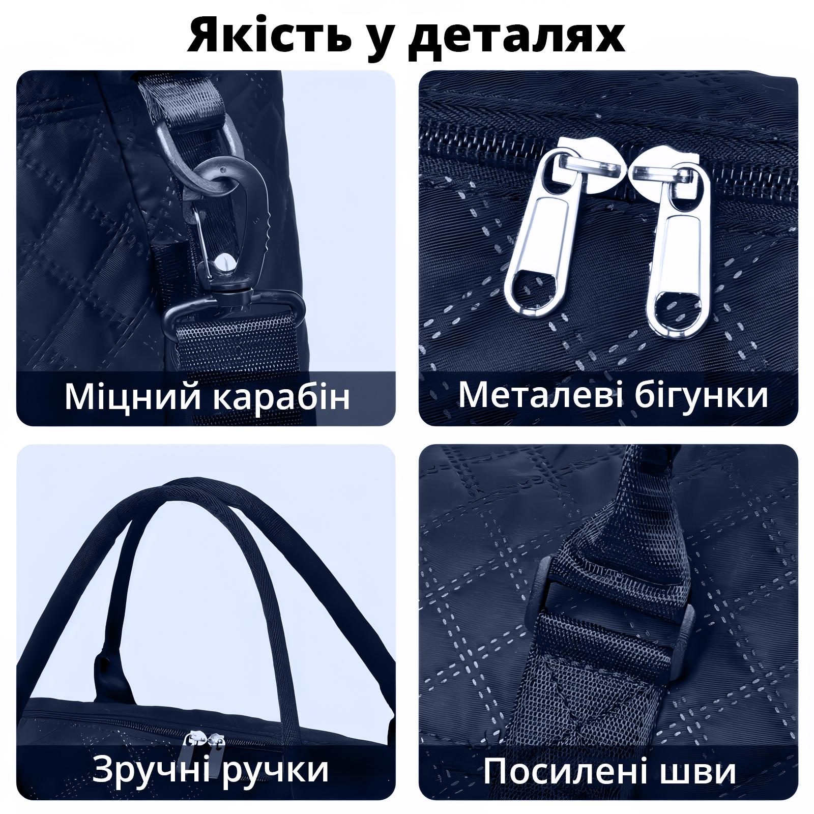Дорожня сумка водонепроникна з відділенням для взуття та косметичкою 50х24х36 см Темно-синій (28341053) - фото 4 Дорожня сумка водонепроникна з відділенням для взуття та косметичкою 50х24х36 см Темно-синій (28341053) - фото 4