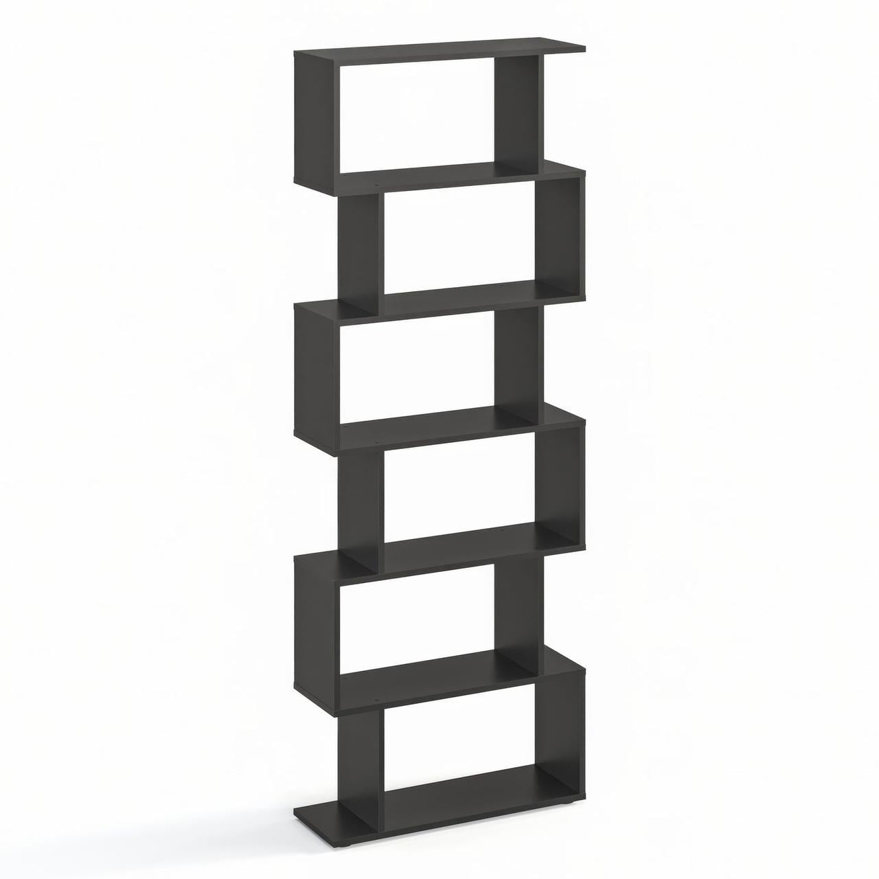 Стеллаж книжный KOMTO Shelf 190S S-образной формы с 6 уровнями Черный (p-186-365)