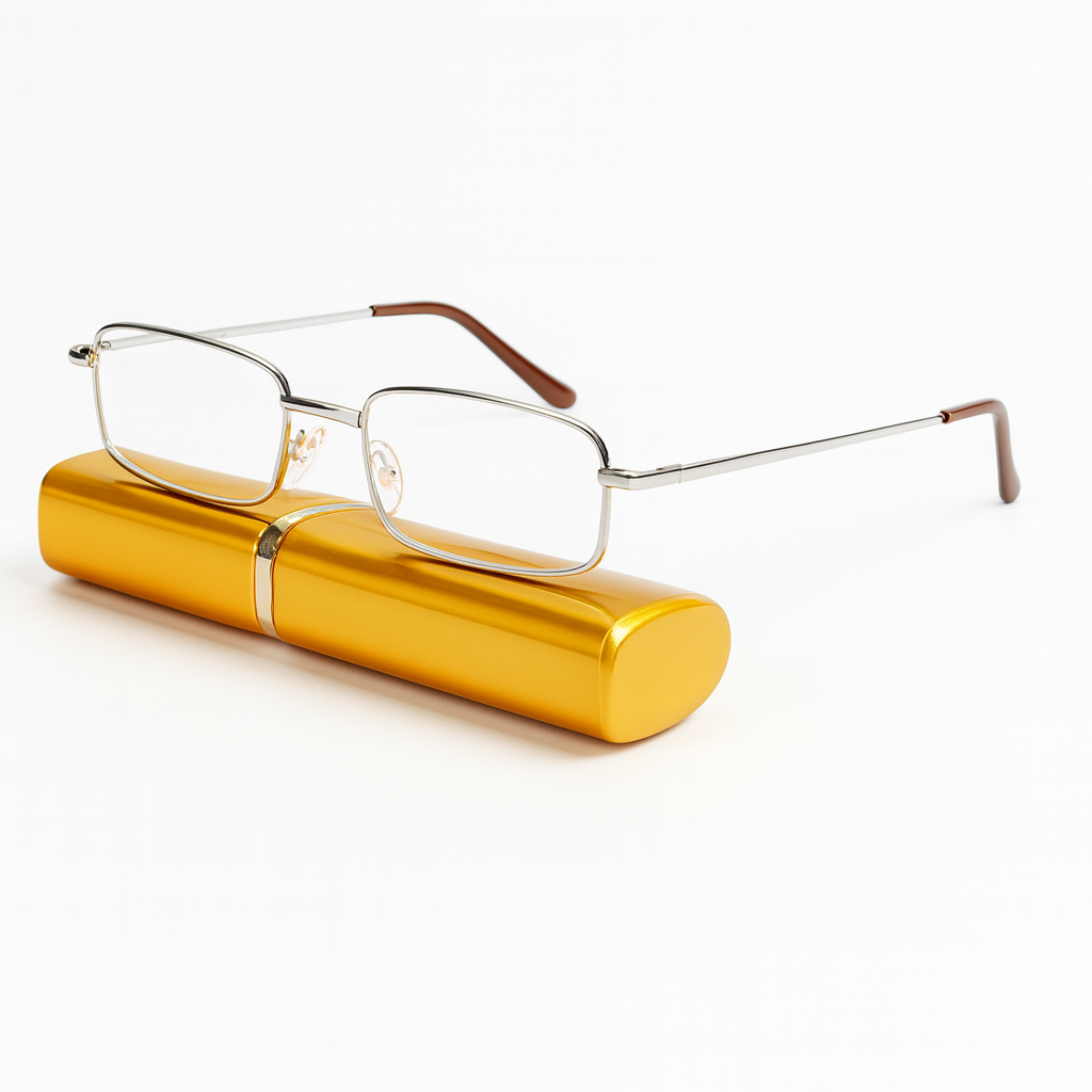 Окуляри в металевій оправі з футляром BlueBlocke Ручка Б. +0.75 Золотистий