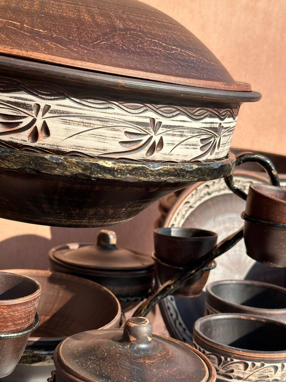 Набір столового посуду із червоної глини Шашличниця ангоб (2559284510) - фото 7