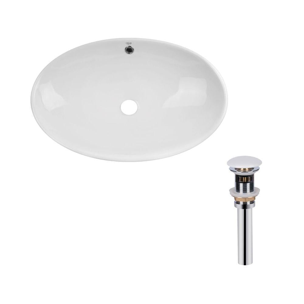 Комплект Qtap Dove Раковина накладная овальная 625x415x150 мм White/Донной клапан PU02O (SD00053433)