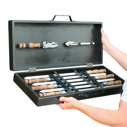 Набор для гриля и барбекю Артек в деревянном кейсе (SP24567)