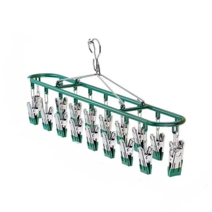Сушилка подвесная для носков и мелкого белья на 20 зажимов прямоугольная Зеленый