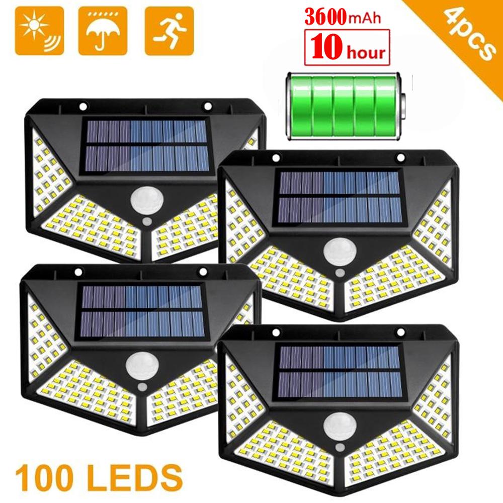 Комплект уличных светодиодных фонарей Solar 100 LED 4 шт. с увеличенной емкостью 3600 mАh Черный (34049yop4pcs/36) - фото 4