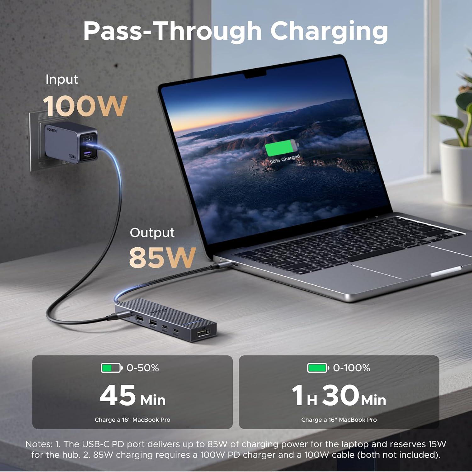 Концентратор UGREEN CM818 Revodok Pro USB-C - DisplayPort 4K 60 Гц мощность 100 Вт и поддержка 10 Гбит/с Grey (75244) - фото 2 Концентратор UGREEN CM818 Revodok Pro USB-C - DisplayPort 4K 60 Гц мощность 100 Вт и поддержка 10 Гбит/с Grey (75244) - фото 2