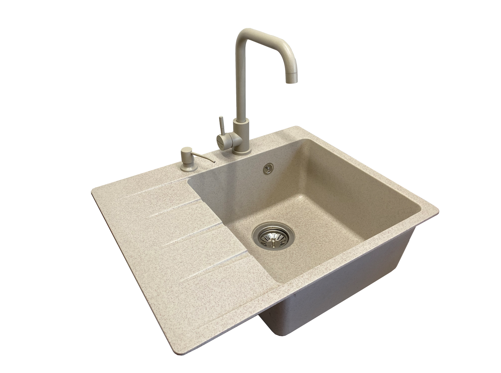 Мойка кухонная VECTOR Forest 62x50 см чаша справа/смеситель/дозатор в цвет мойки/сифон Бежевый (ba7c3c4e)