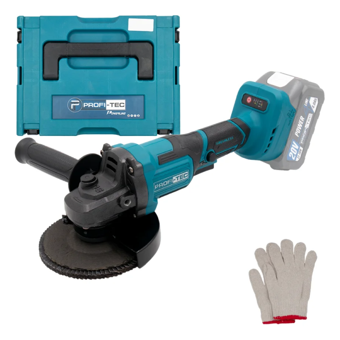 Акумуляторна кутова шліфувальна машина PROFI-TEC PGA202 POWERLine без акумулятора та зарядного пристрою/кейс (008176)