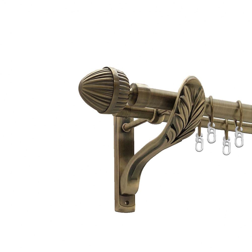 Карниз металевий Orvit Одеон дворядний ретро/гладка труба/кільце металеве Антик 25/19 мм 300 см (00-00010297)