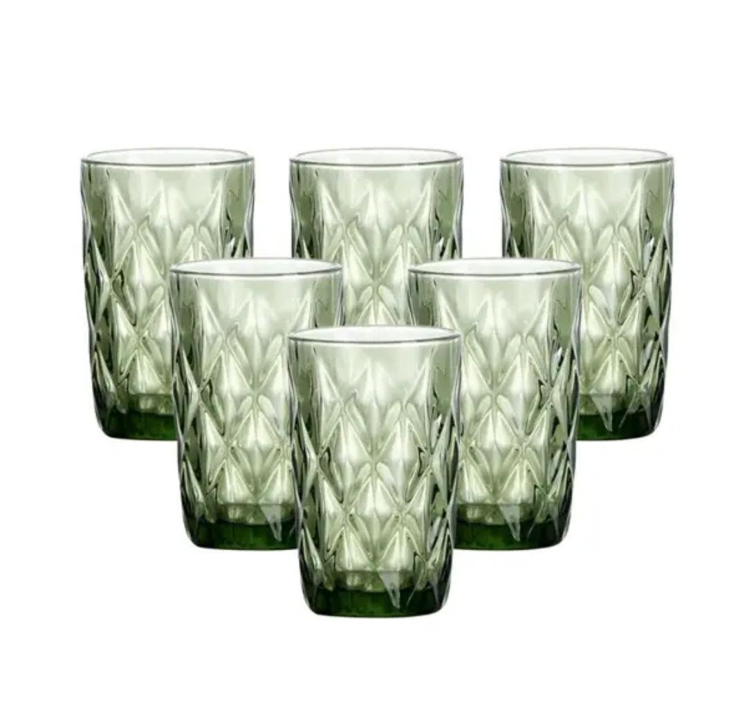 Набор стаканов TS Kitchen HP033GR из толстого стекла высоких граненых 6 шт. по 300 мл Зеленый (HP033GR )