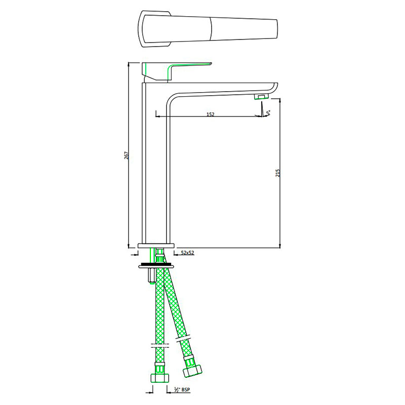 Смеситель для раковины Jaquar Kubix Prime (KUP-CHR-35005BPM) - фото 2