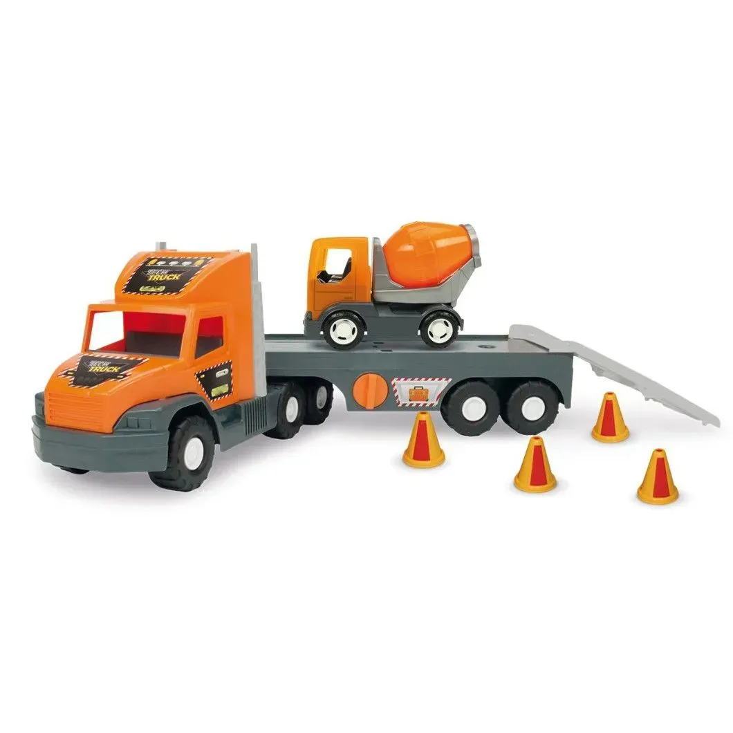Іграшкова вантажівка з бетонозмішувачем Tigres Super Tech Truck з пластику 78 см Помаранчево-сірий (150-98-36750)