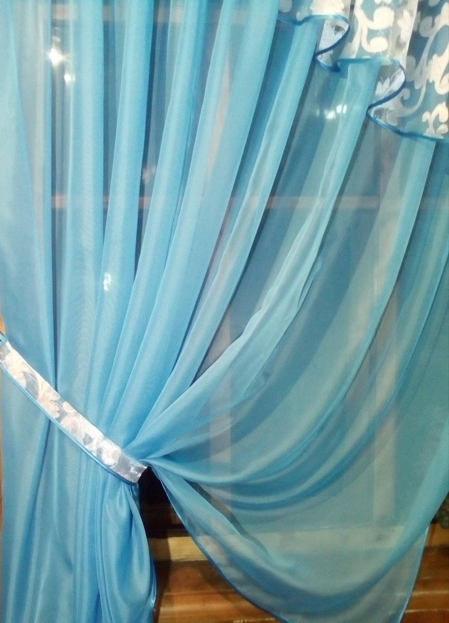 Шторы Анжелика вензель левая Синий (1227978534) - фото 3 Шторы Анжелика вензель левая Синий (1227978534) - фото 3