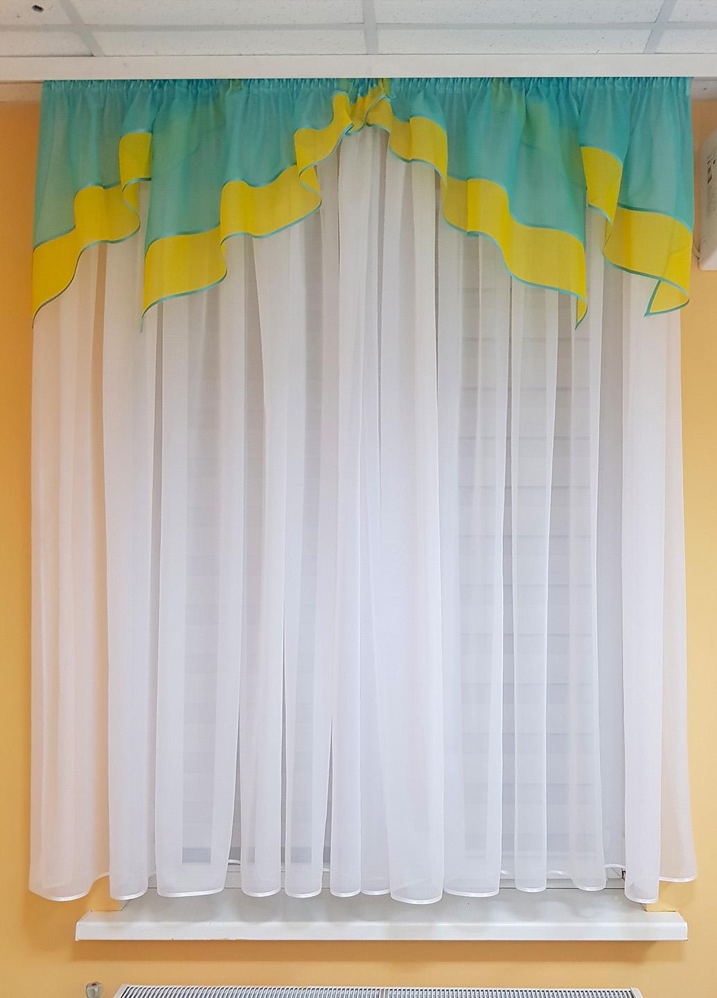 Ламбрекен Firanka Уголки карниз 150 см Желтый с бирюзовым (1_6у)