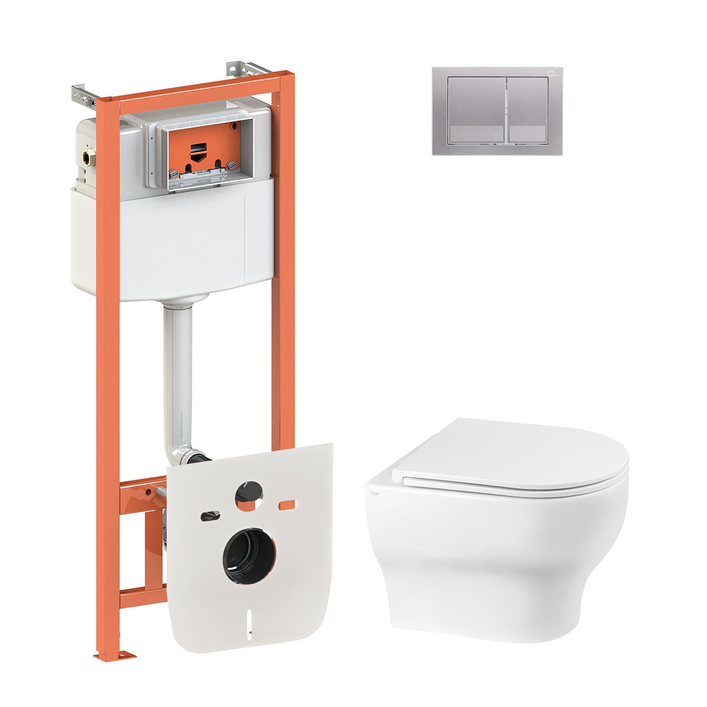 Комплект инсталляции Q-tap Nest QT0333063ERW0133M425M06029SAT с унитазом кнопка Сатин (124727)