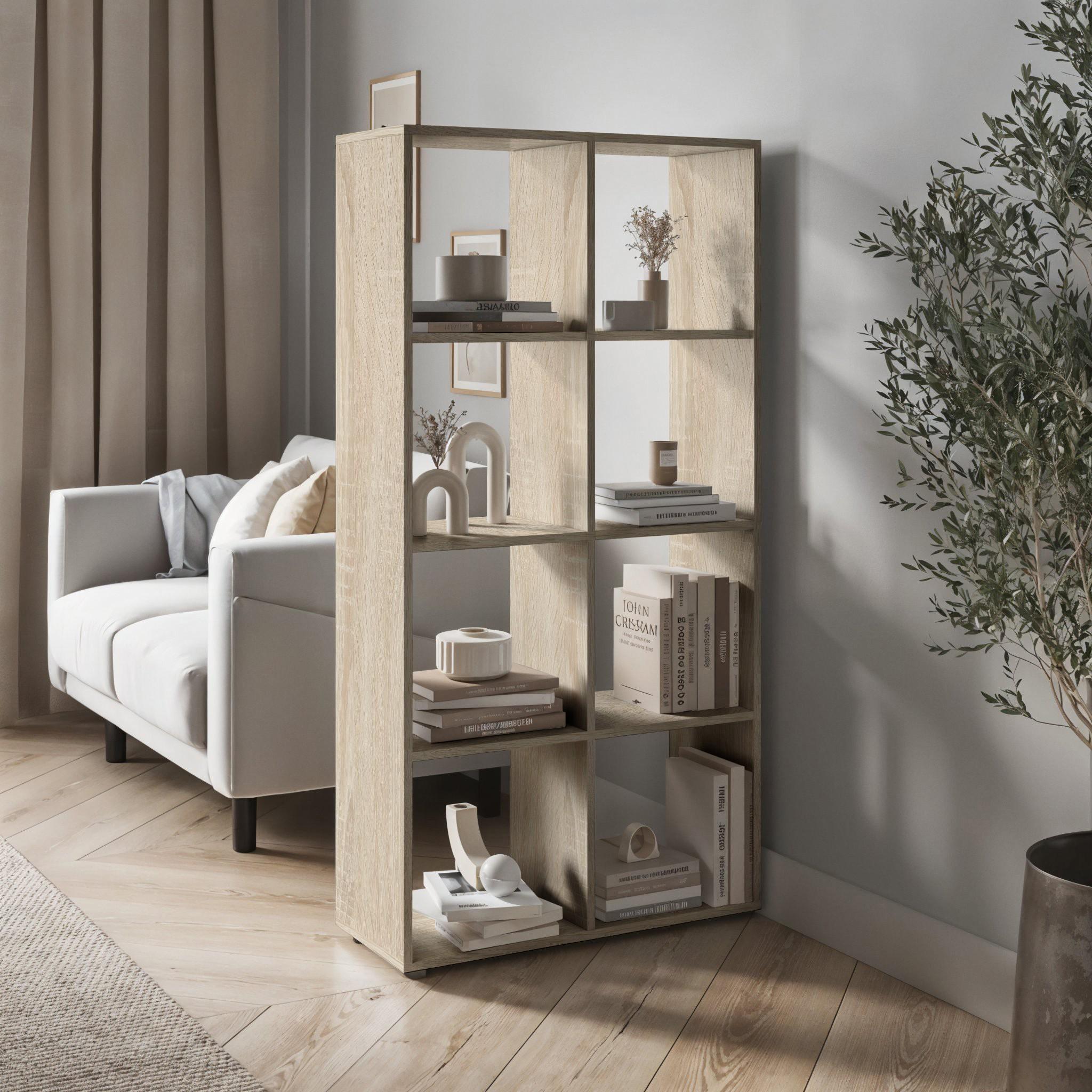 Стелаж для книг та декору на 8 комірок GP-17 720х230х1430 мм Дуб Сонома - фото 1