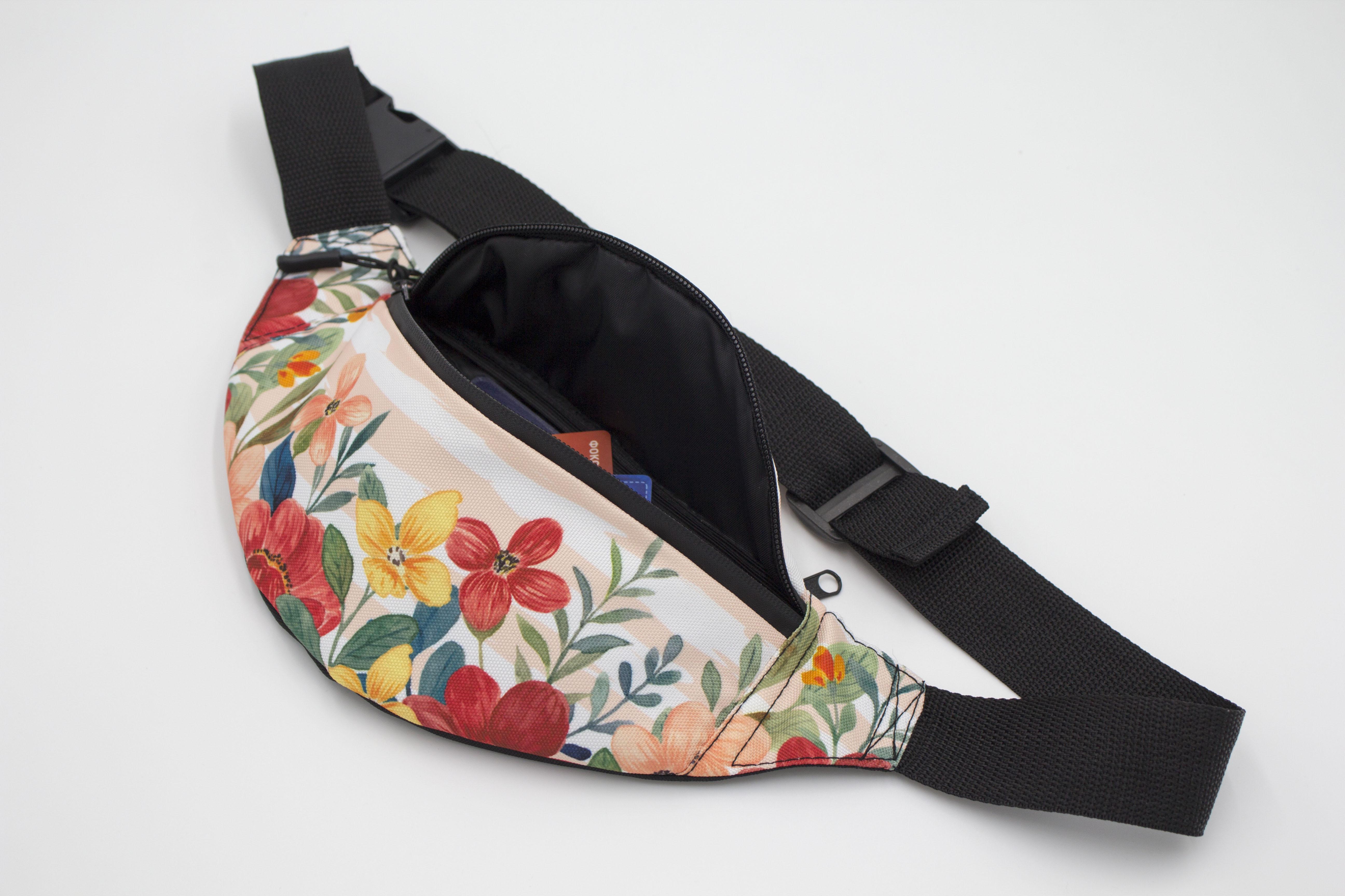 Сумка бананка Квіти пастель (BK-003) - фото 5 Сумка бананка Квіти пастель (BK-003) - фото 5