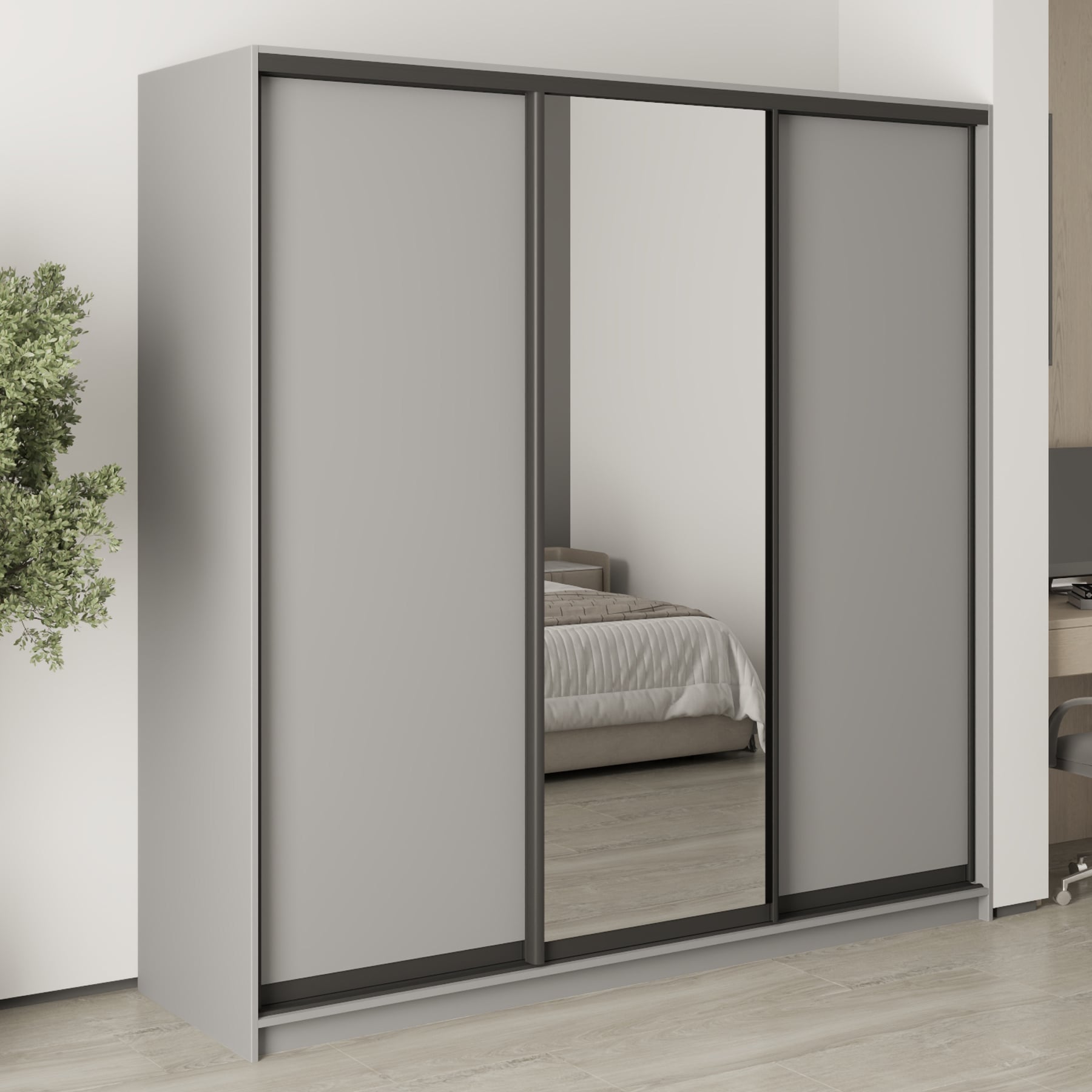 Шафа-купе тридверна Mebel Star Стандарт BG MBS-8421 210х60х210 см Сіра миша (1007832)