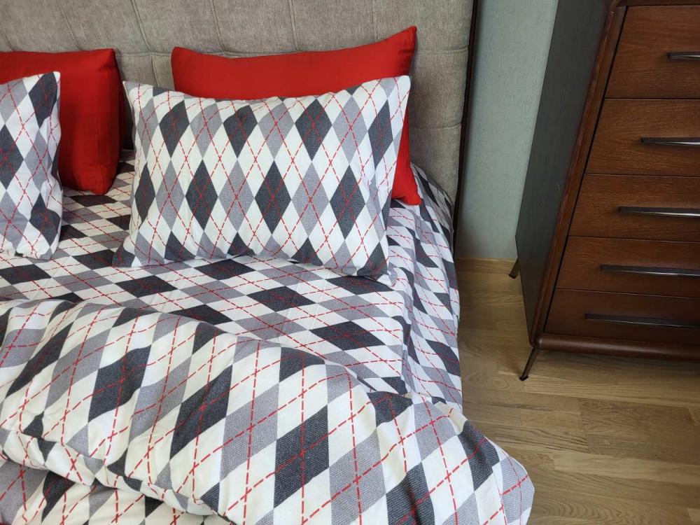 Комплект постельного белья Ромб Turkish flannel евро Серый (1790573469)