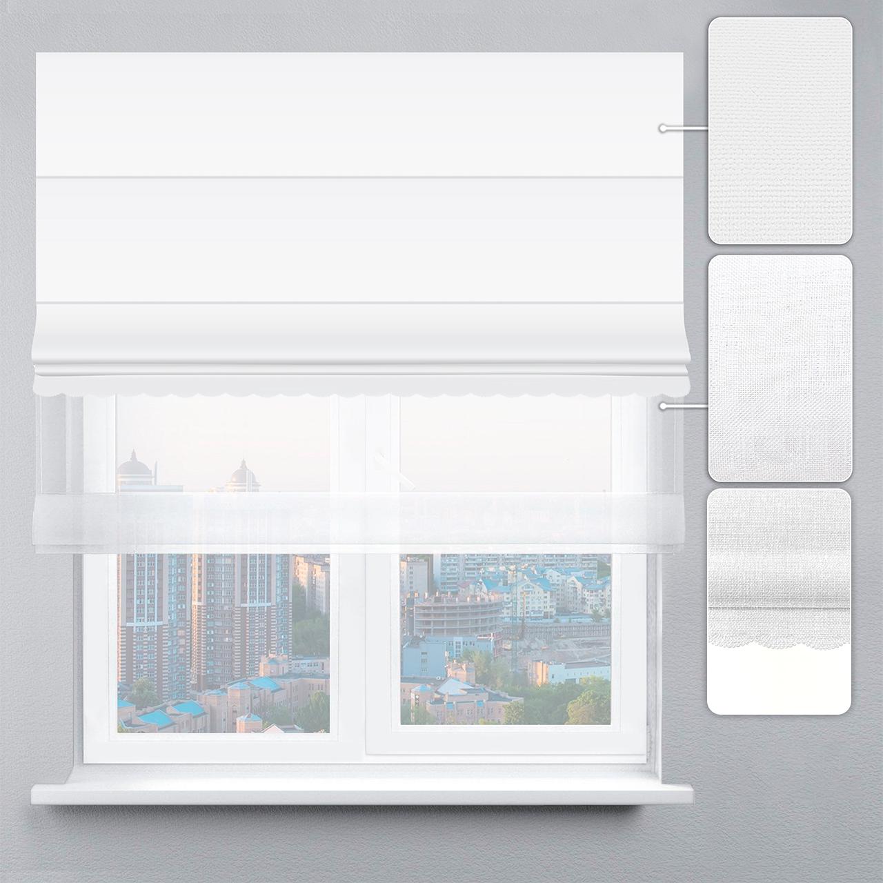 Римская штора велюр с ажуром 170х170 см Белый/Белый