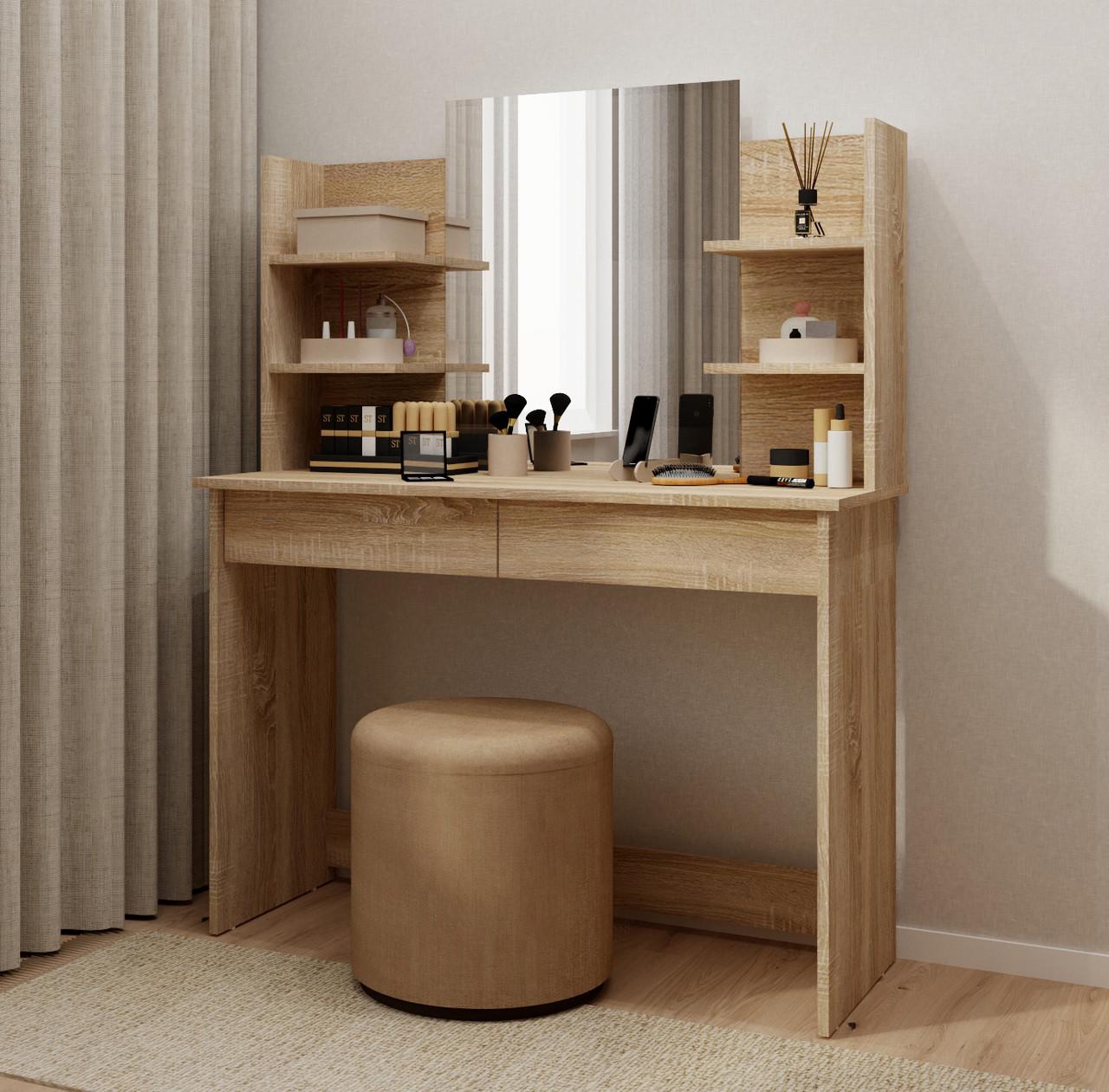 Туалетний столик із дзеркалом полицями ДСП ТС-2 Сонома (28918302)