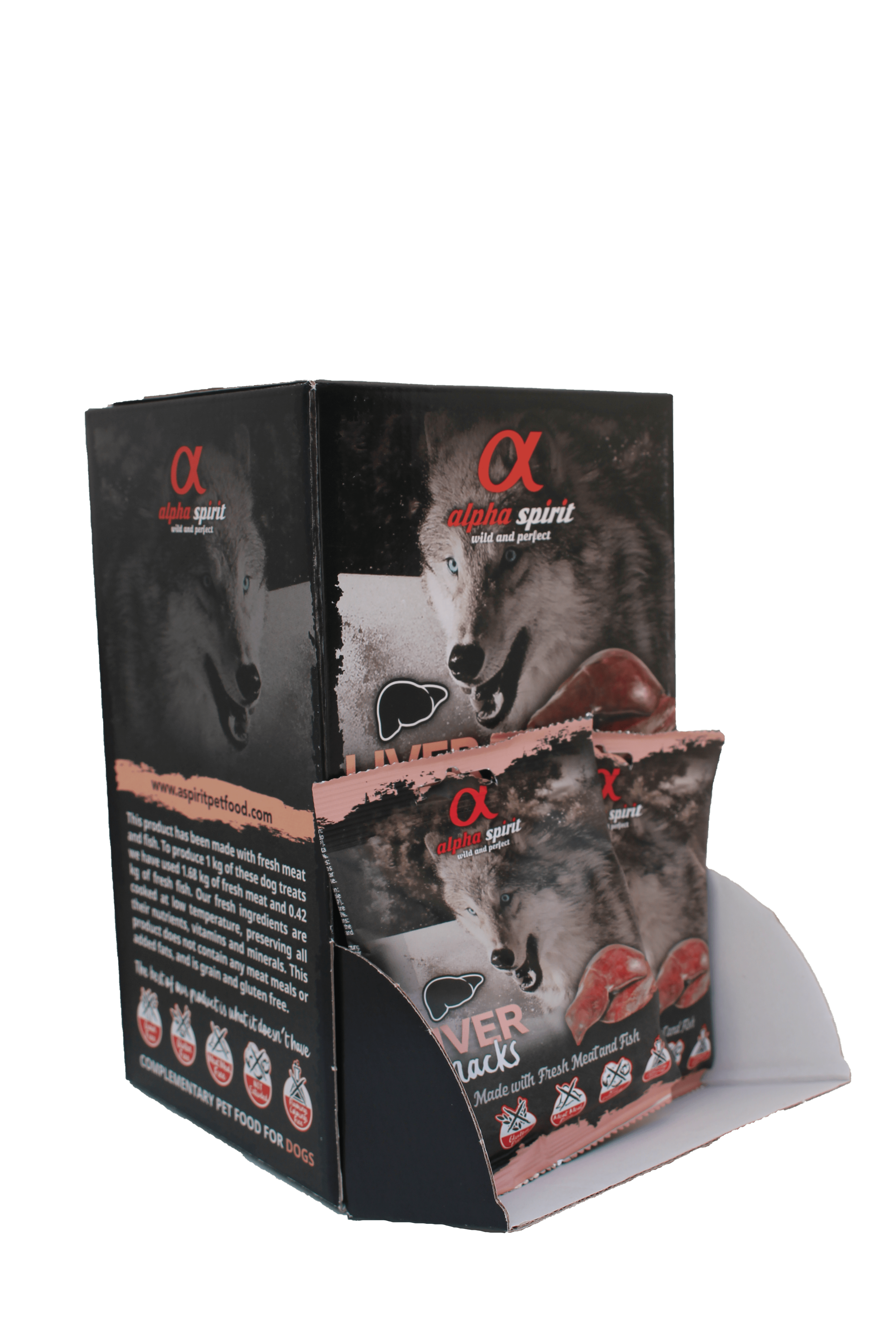 Ласощі для собак Alpha Spirit Snacks Box напіввологі беззернові кубики з печінкою 24 шт. 50 г (as4006350Box)