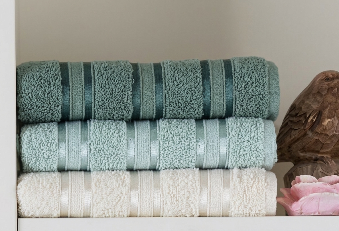 Набор полотенец Gursan Cotton Stripe Micro Deluxe Green 70х140 см 3 шт. (35833884)