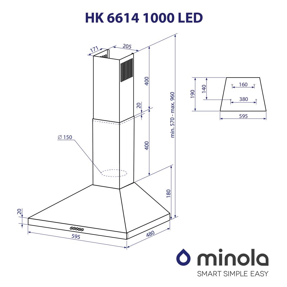 Витяжка купольна Minola HK 6614 WH 1000 LED - фото 11