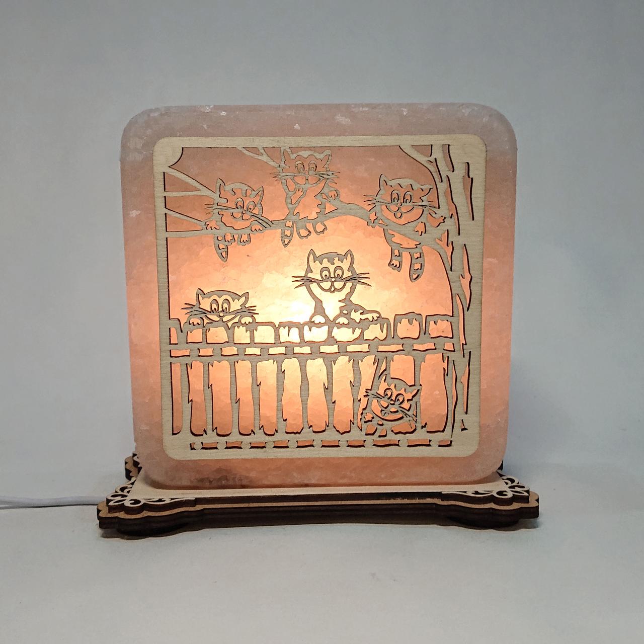 Соляной светильник Коты (k-0010-y)