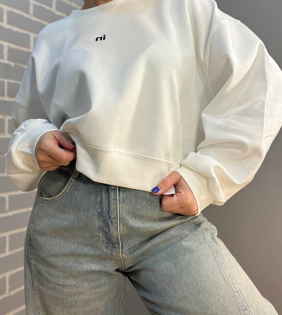 Світшот жіночий U S 36918 рубчик діагональ маленька вишивка in широкий OS Білий (1384) - фото 2 Світшот жіночий U S 36918 рубчик діагональ маленька вишивка in широкий OS Білий (1384) - фото 2