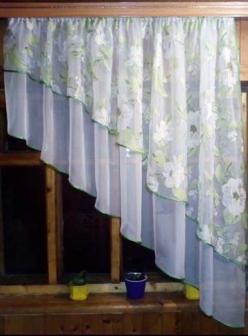 Тюль кухонная Ника правая Белый/Яблочный цвет (1441912964) - фото 2 Тюль кухонная Ника правая Белый/Яблочный цвет (1441912964) - фото 2