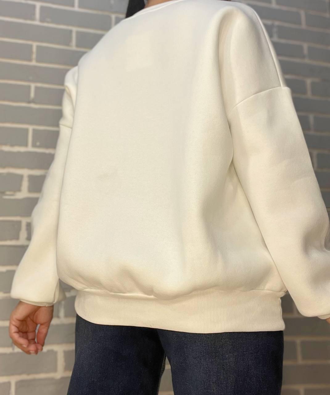 Світшот жіночий OLIVIA 2468 VIRGINIA утеплений на флісі OS Білий (1110) - фото 4