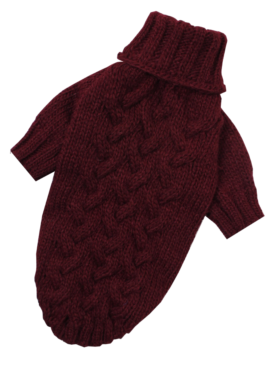 Свитер для собак вязаный Косичка Y-237 р. 4 Марсала (70579090)