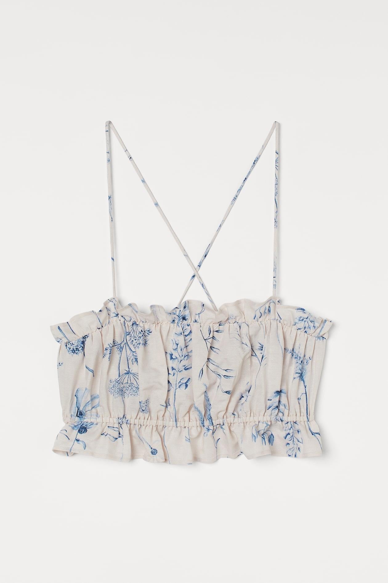 Топ H&M 1003481 Цветы XL Белый