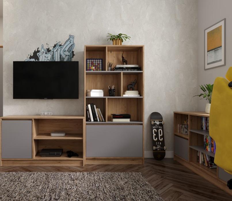 Спальня детская SOKME Бум 2 ЛДСП 3 пр. 3300х400х1600 мм Дуб артизан/Серый шифер